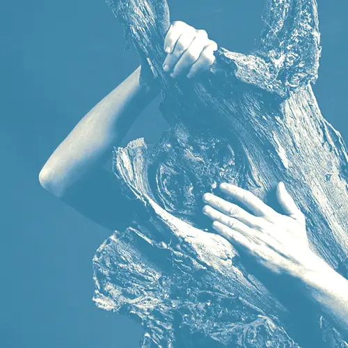 Portret se stromem v modre